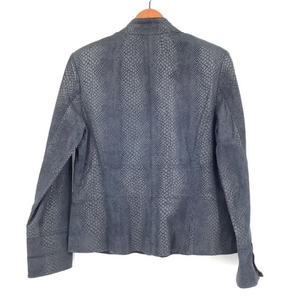 ALFANI Vintage Leather Snakeskin Print Moto Jacket Coat Size Large - Picture 5 of 8